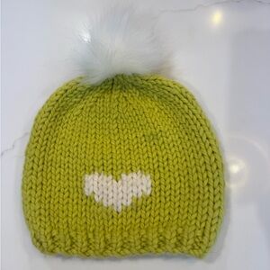 GOGO Lime Green Knit Beanie with Heart